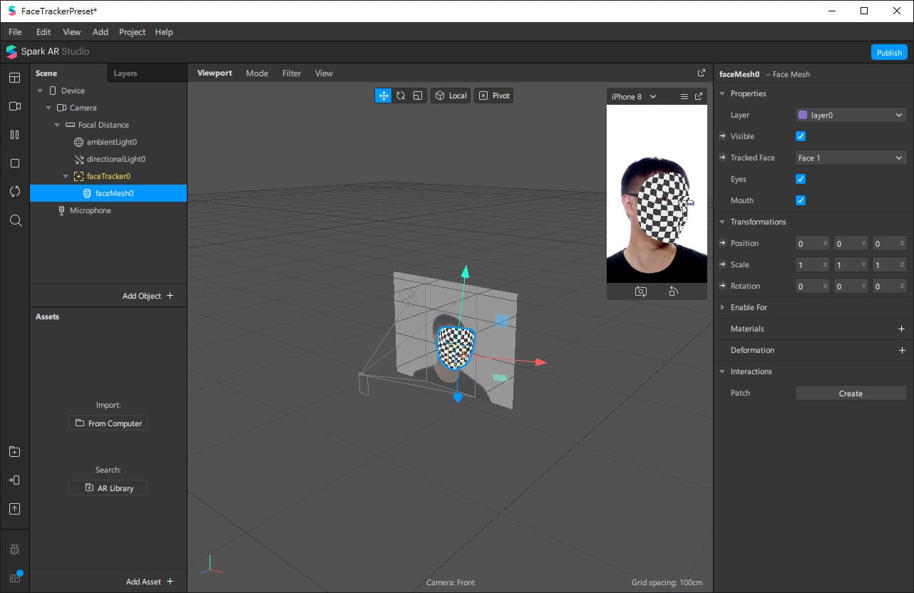 在Face Traking底下加入Face Mesh