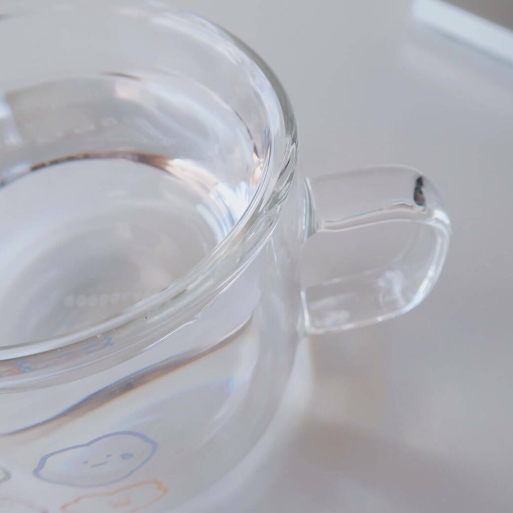 喜怒哀樂 雙層把手玻璃杯