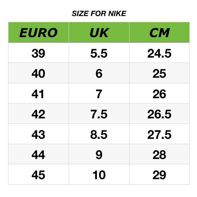 SIZE CHART NIKE