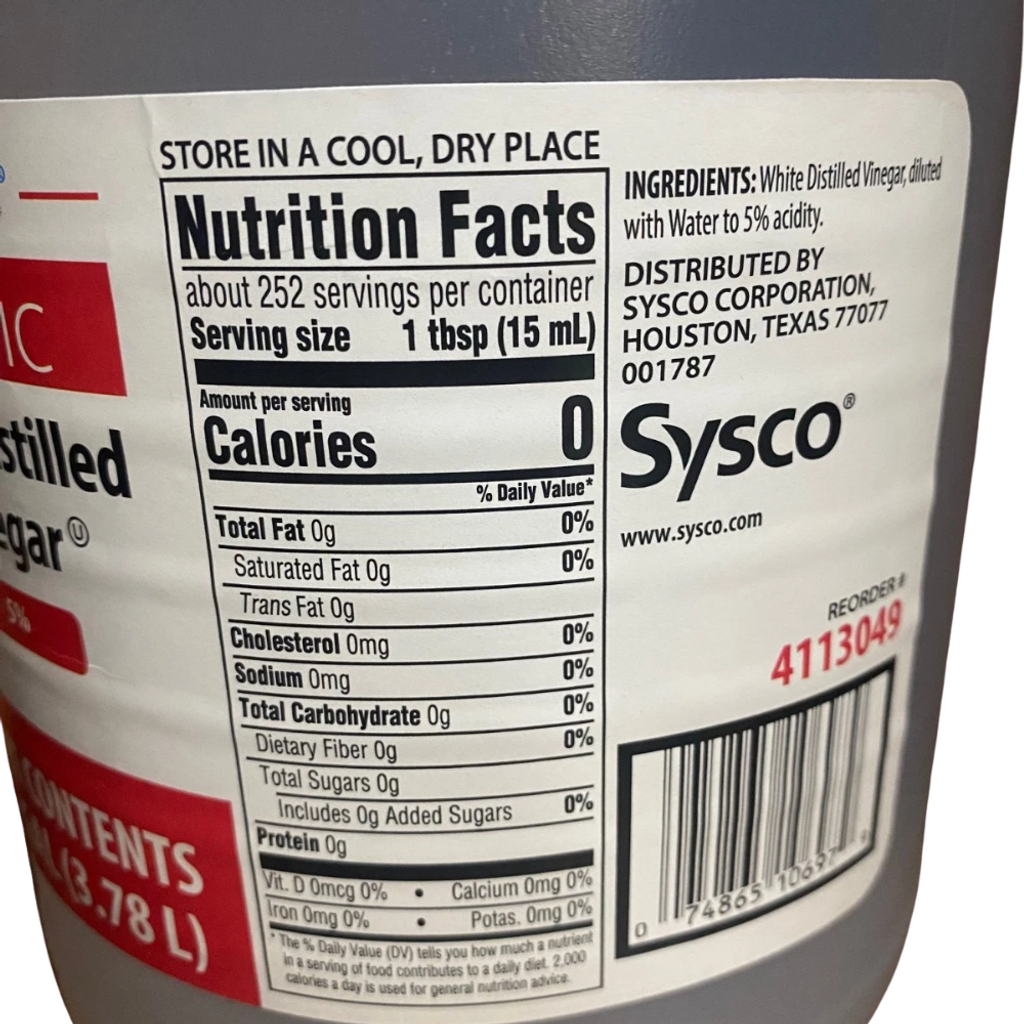 SYSCO Classic White Distilled Vinegar  5%  1 GAL  3.78 L (2)