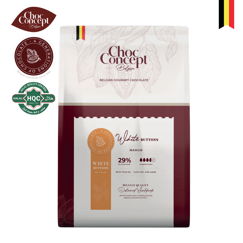 CHOCO CONCEPT Buttons Namur White 29% Chocolate - 2.5KG _ Chilled