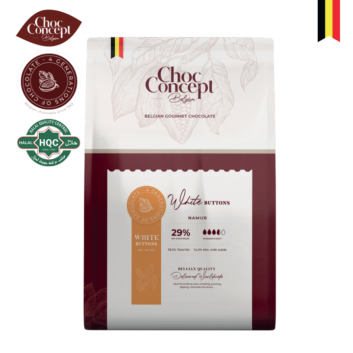 CHOCO CONCEPT Buttons Namur White 29% Chocolate - 2.5KG _ Chilled
