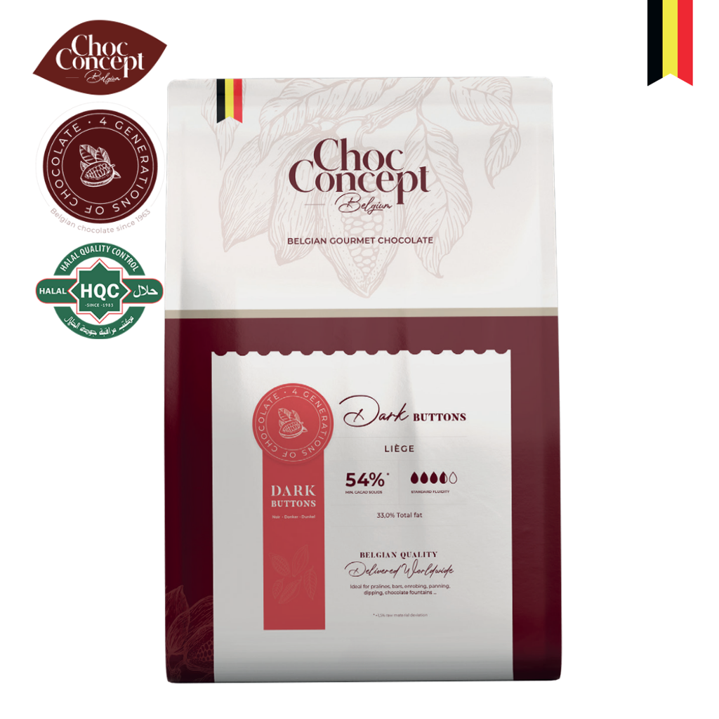 CHOCO CONCEPT Buttons Liège Dark 54% Chocolate - 2.5KG _ Chilled