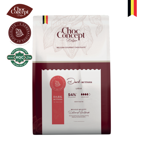 CHOCO CONCEPT Buttons Liège Dark 54% Chocolate - 2.5KG _ Chilled