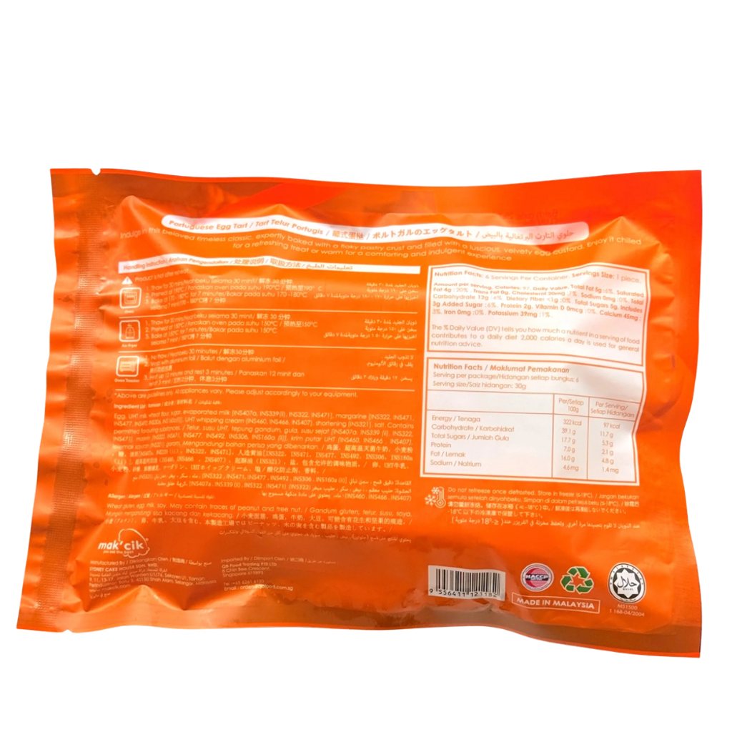 MAK'CIK Portuguese Egg Tarts 180g (6)