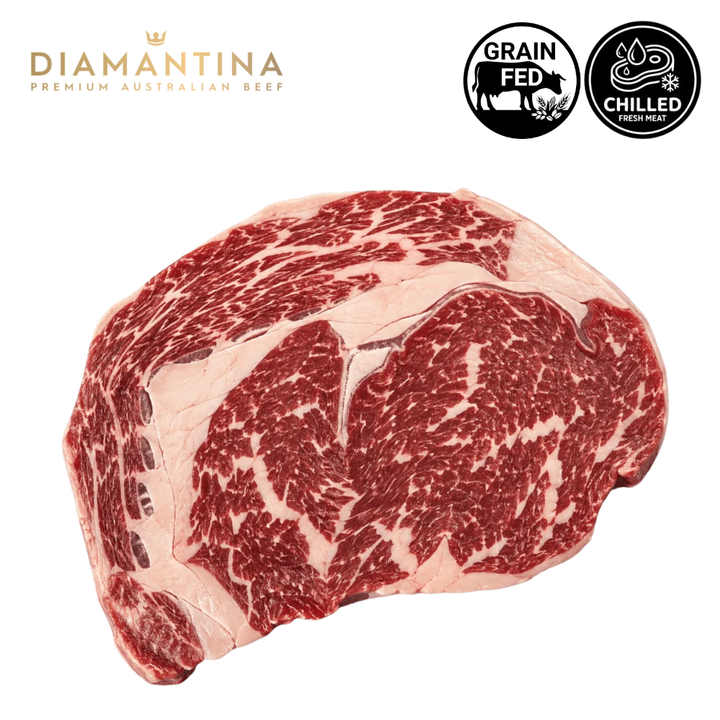 Australian Premium Angus Black Onyx Cube Roll  MB3  Grain Fed  Chilled  Slide