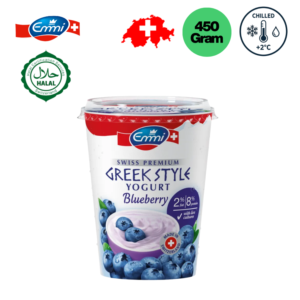 EMMI Swiss Premium Greek Style Yogurt Blueberry 2% - 450g (Chilled)
