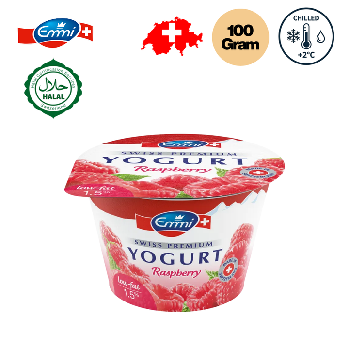 EMMI Swiss Premium Yogurt Raspberry - 100g (Chilled)