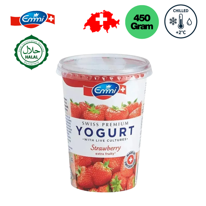 EMMI Swiss Premium Yogurt Strawberry - 450g  Halal  Chilled