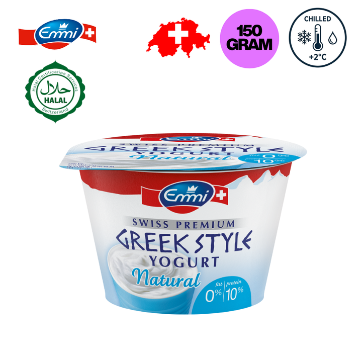 EMMI Swiss Premium Greek Style Yogurt Natural 0% - 150g  Halal  Chilled