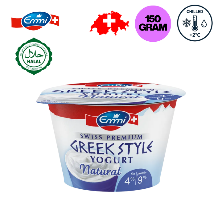 EMMI Swiss Premium Greek Style Yogurt Natural 0% - 150g  Halal  Chilled (1)