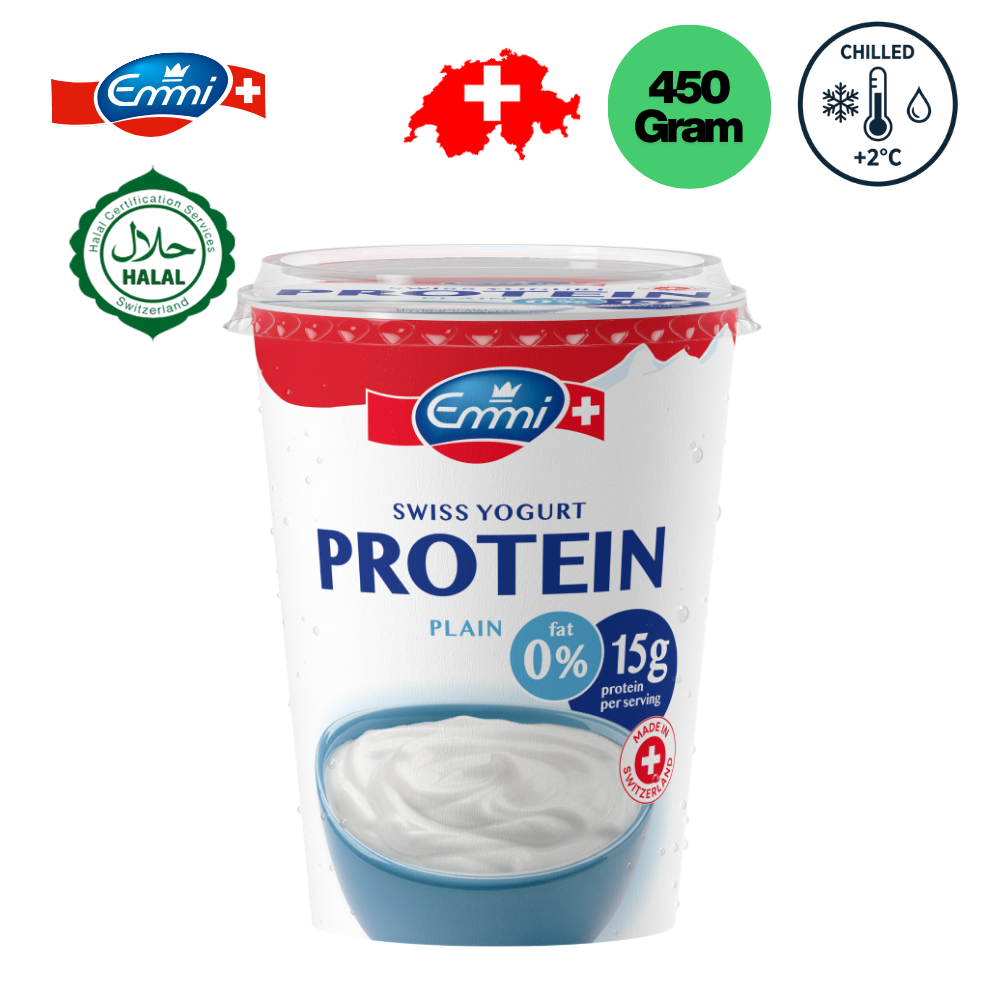 EMMI Swiss Premium Protein Yogurt Plain 0% - 450g  Halal  Chilled