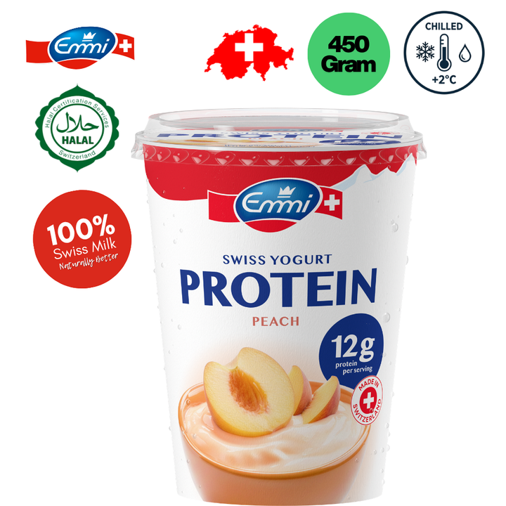 EMMI SWISS YOGURT PROTEIN PEACH 450G