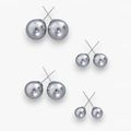 SW Tahitian Platinum Grey Ear Stud 6,8,10,12mm  Titanium Steel