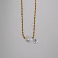 Lustrous Drop Natural Pearl Necklace Titanium Steel Fade-proof 日常带钻强光水滴珍珠钛钢项链不掉色 FSWPD08025ST