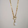 Graceful Teardrop Natural Pearl OT Hook Titanium Steel Necklace OT扣水滴珍珠不掉色钛钢项链 FSWPD08024ST