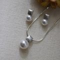 Cube Brilliance Swarovski Pearl Earrings S925 / Earring and necklace set 纯银磨砂方块Swarovski珍珠耳环 / 套装