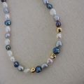 星空·梵谷炫彩大溪地色灰珍珠天然珍珠项链 6-7.5mm 42cm OT扣  FSCNN07037S