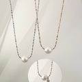 8-9mm 冷白强光无核路路通天然珍珠钛钢项链不掉色 8-9mm cold white Interchangeable Natural Pearl Necklace Titanium Steel FSWPC08006ST