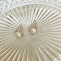Elegant Echoes semi round Natural Pearl Earrings 6-6.5mm  FSWEN06028S