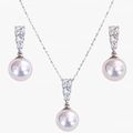 Trinity Pearl Earring / Pendant Necklace / Set Jewellery 三钻耳钉 / 项链 / 套装 8-9mm
