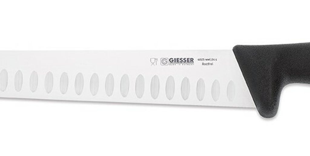 Giesser Butcher's Knife, Scalloped Edge, Narrow Sharp FOODIES GOURMET