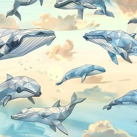 378-粉藍鯨魚幾何
