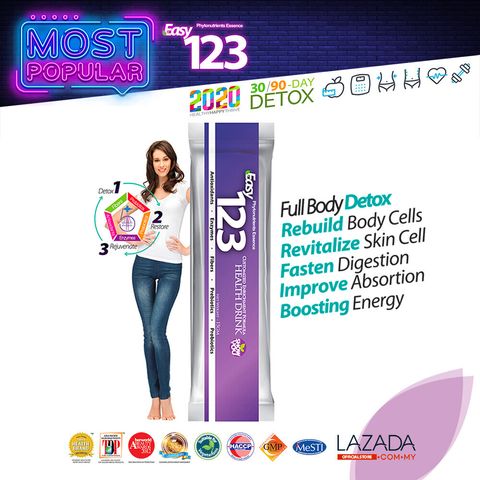 EASY123 Single (1) sachet 15gm -Phytonutrient Drink, Detox Restore Rejuvenate Weight Management Slimming Triglycerides Visceral Fats multi-vitamins enzymes probiotics prebiotics immunity digestive care fat burner phytonutrients anti-aging