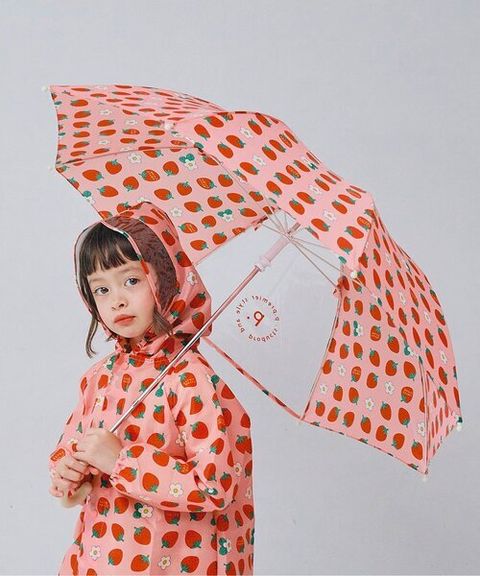 p.premier 的「雨天樂趣全印花雨傘（長傘）」粉紅色