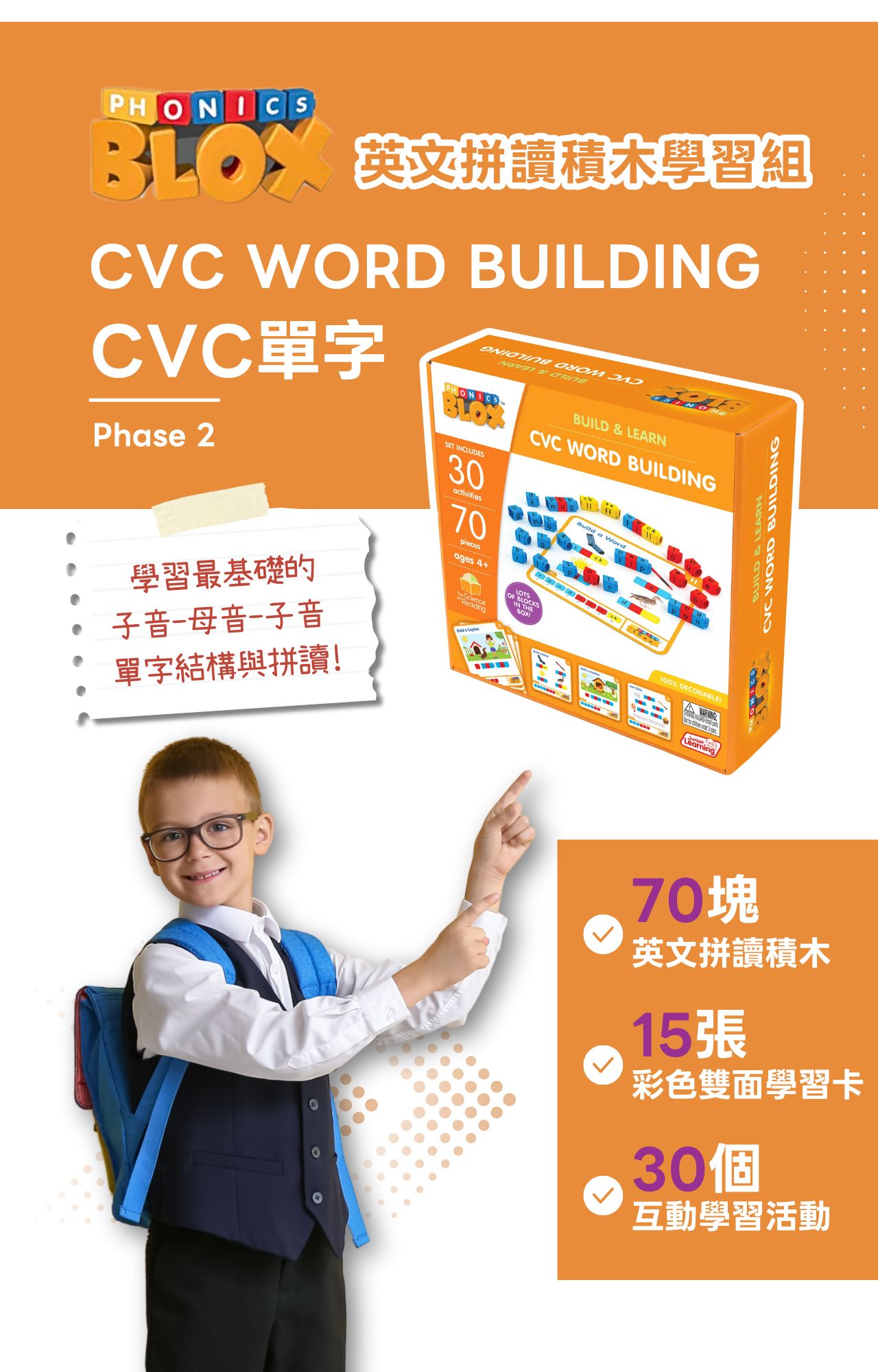 【美國Junior Learning】Phonics Blox 英文拼讀積木學習組 - CVC單字_intro (1)