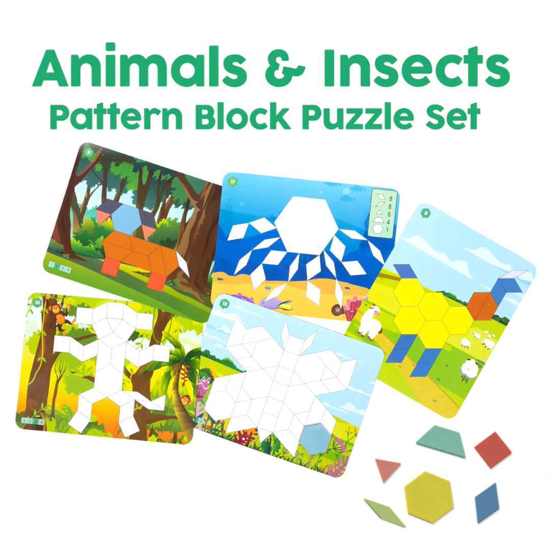 美國hand2mind創意幾何拼圖遊戲組-動物與昆蟲主題款_主圖2
