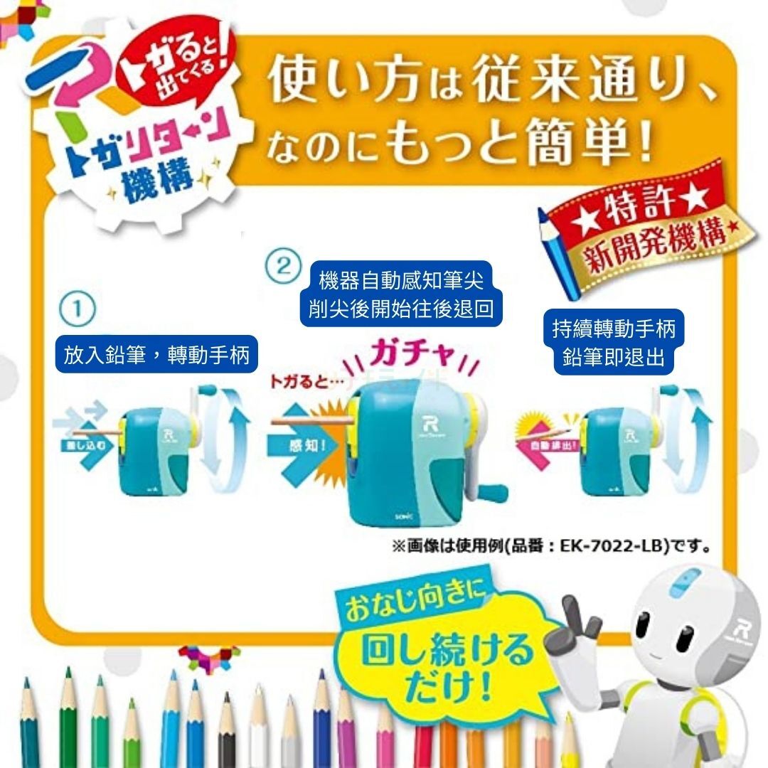 【日本SONIC】自動退筆削鉛筆機 (4色) (2)