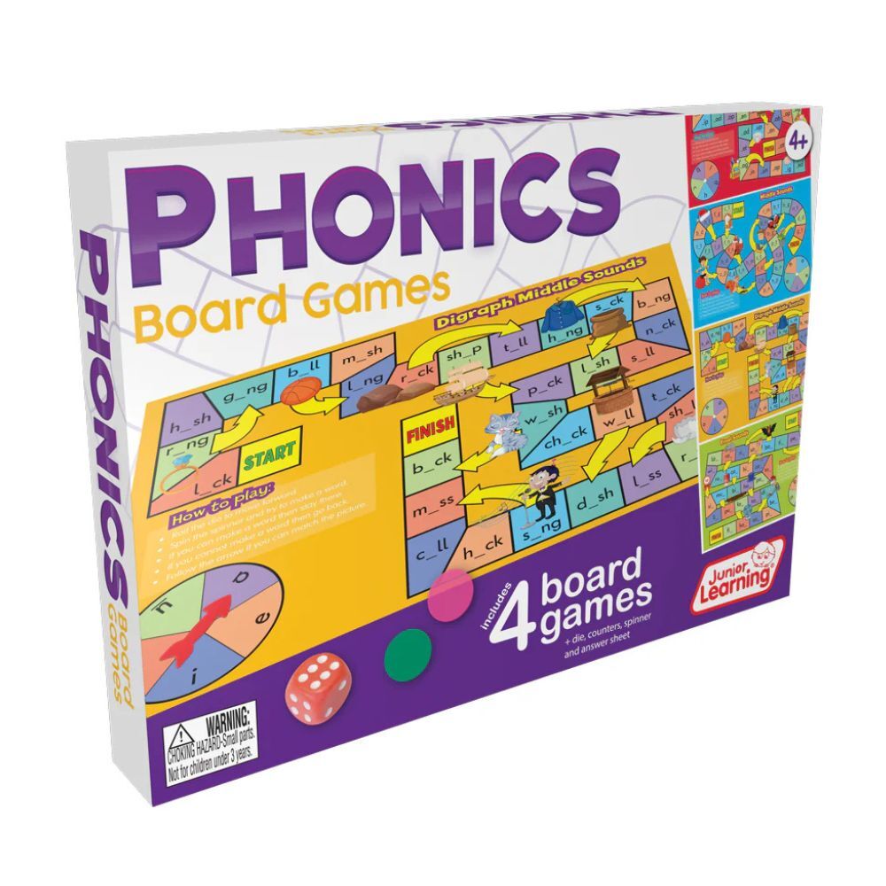 【美國Junior Learning】英文自然發音拼讀學習 桌遊四合一 JL422 Phonics Board Games (1)