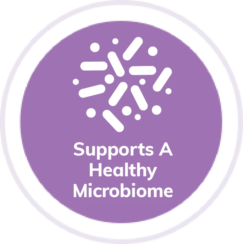 Supports a Healthy Microbiome badge