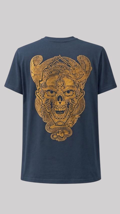 菲力普 瑠 的設計 經典骷髏頭 T-Shirt 金色 反面