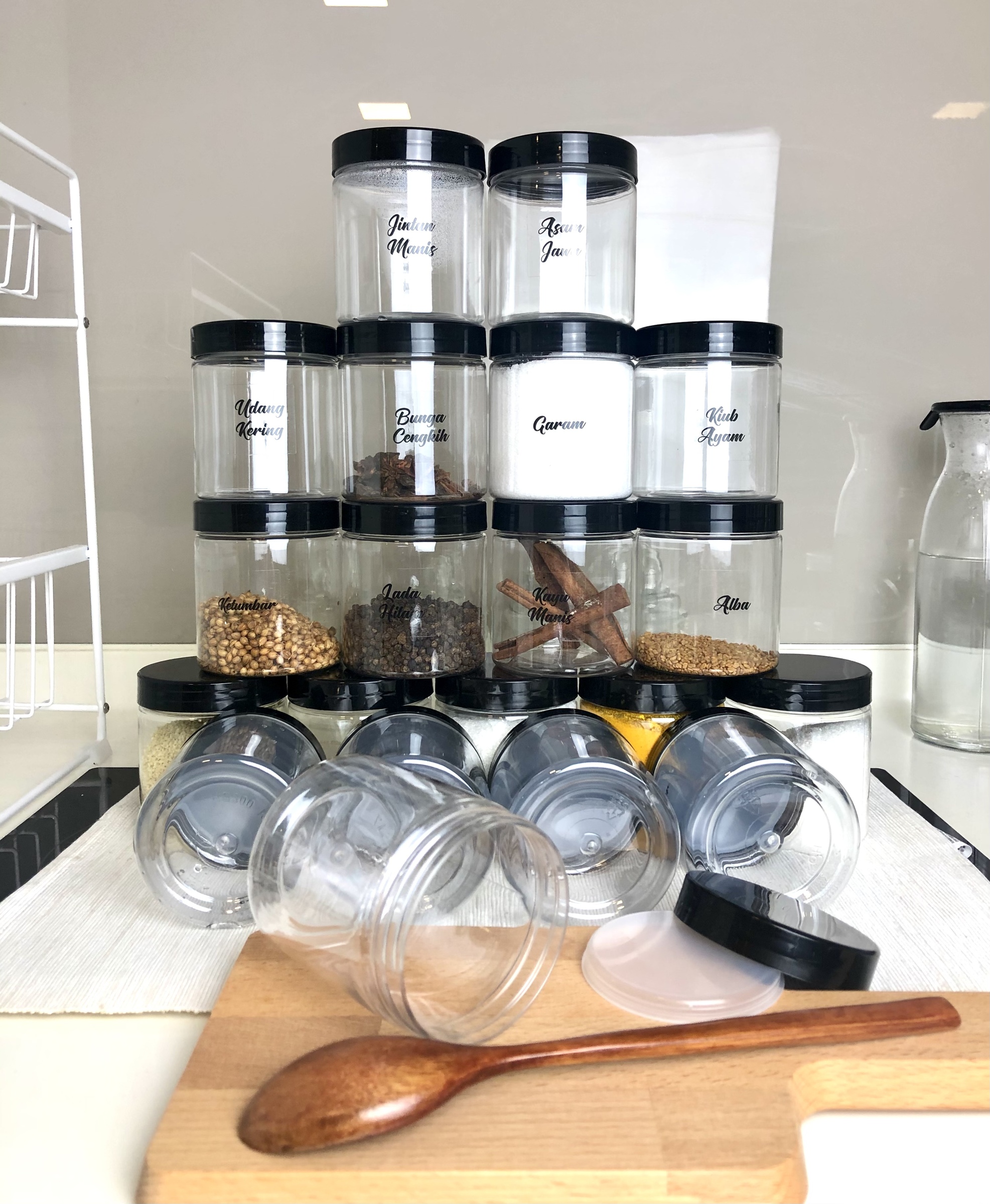 Hitam 300ml Set Bekas Rempah 20 Pcs 300ml Dapur Cantik