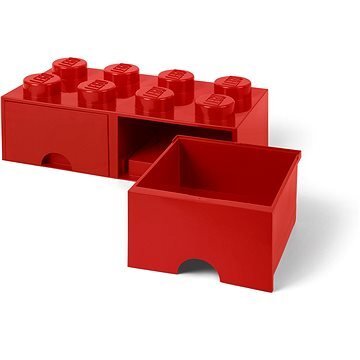 LEGO收納箱抽屜式2x4-紅色