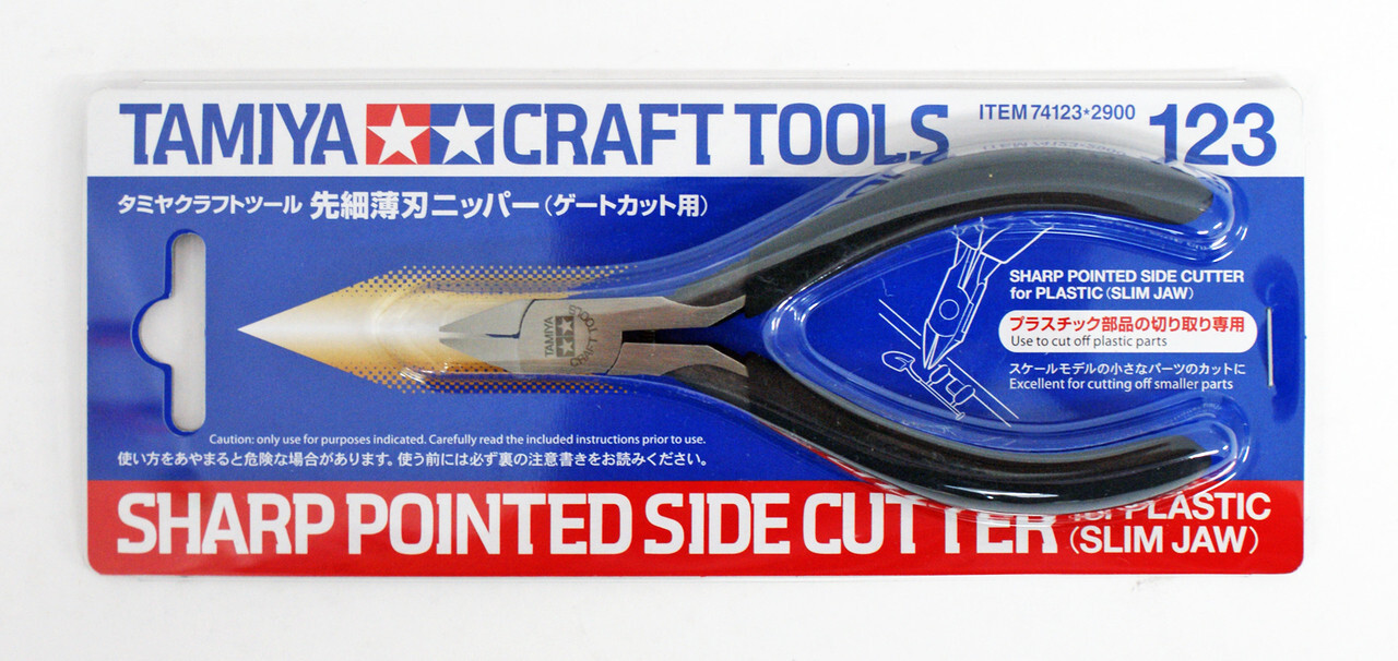 Tamiya 74123 Sharp Pointed Side Cutter For Plastic - Slim Jaw, Precision Sprue Cutter
