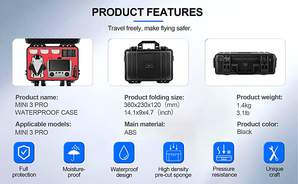 STARTRC Waterproof Hard Carrying Case for DJI Mini 3 Pro (Mini 3 Pro RC) –  Drones Kaki