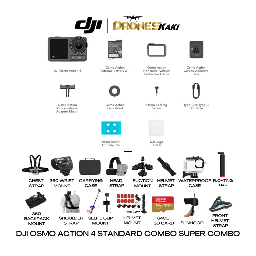 Rent a DJI Osmo Action 4 Camera Standard Combo at
