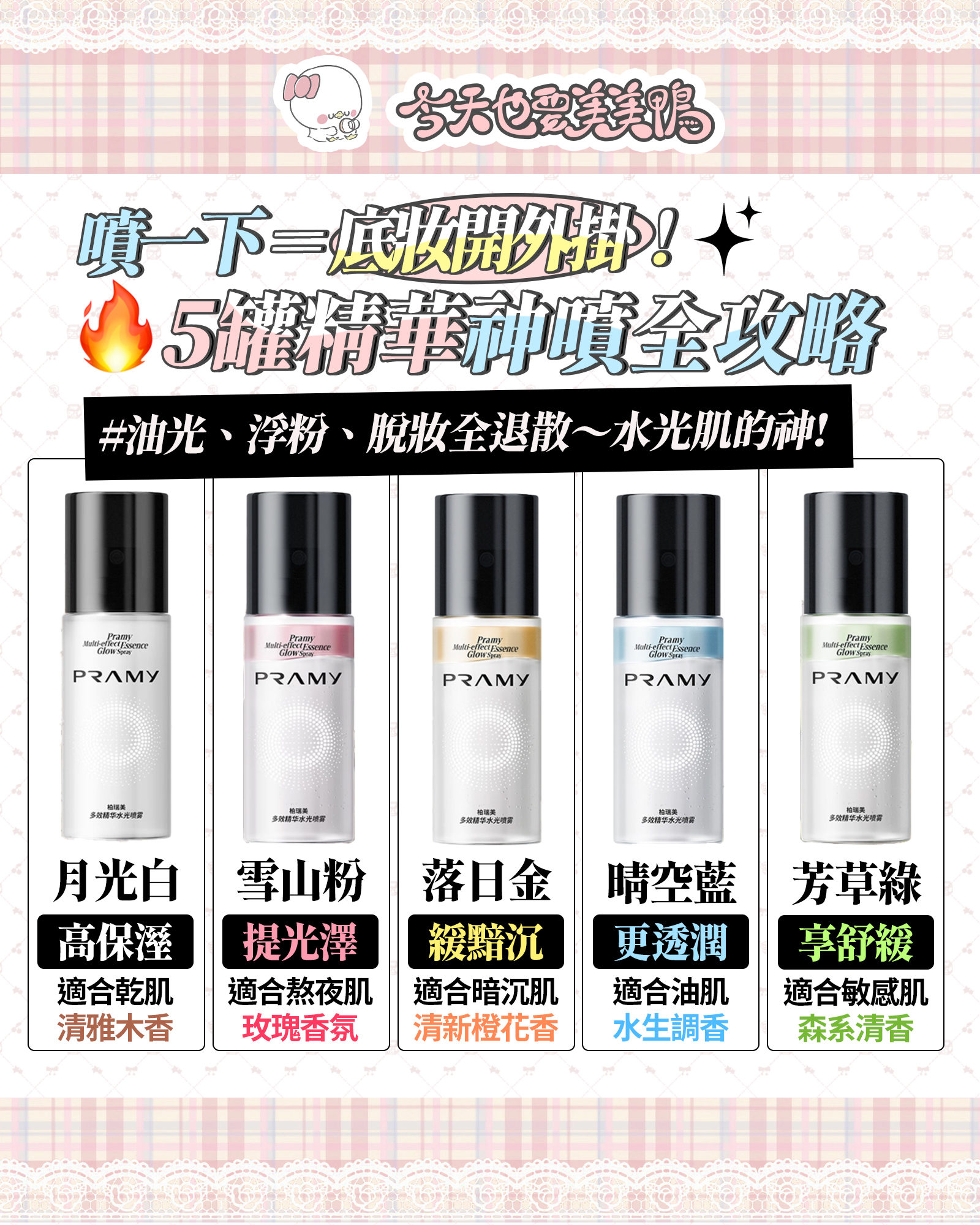 柏瑞美水光噴霧降臨⚡️5款超全攻略！底妝通透到哭～(◕‿◕)🌸