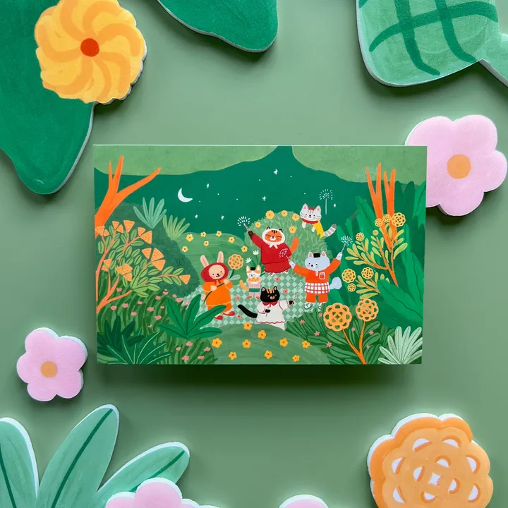 Poskad Raya - Kucing & Kuih by Bunga dan Bintang