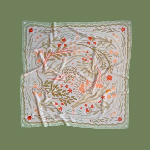 Kuih dan Bunga Square Scarf (Green)