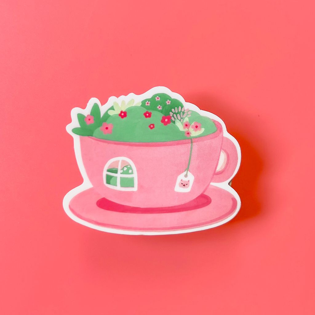 Tea Cup Vinyl Sticker