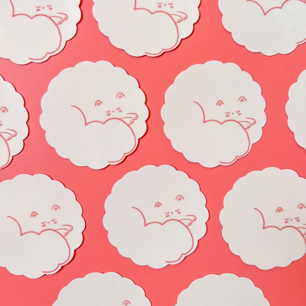 Sleeping Cat Vinyl Sticker - Si Putih
