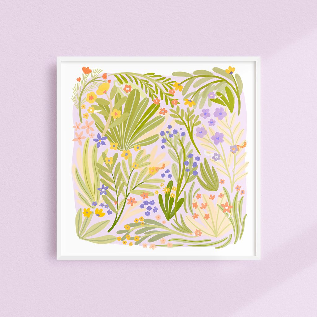Art Print - Flower Cats (Purple)