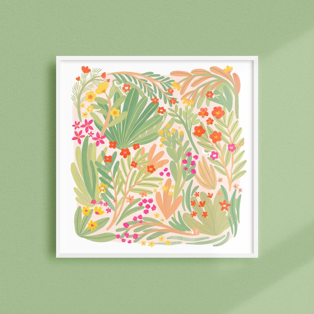 Art Print - Flower Cats (Peach)