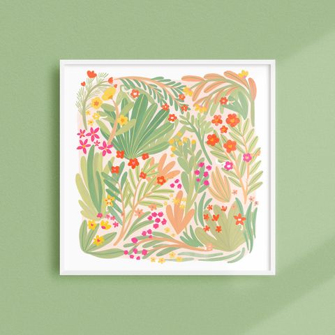 Art Print - Flower Cats (Peach)
