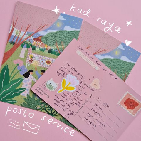 Kad Raya Posto Service! We will help you write and post your raya postcards.