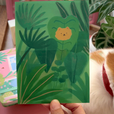 Lenticular Mini Print -Leaf Cat